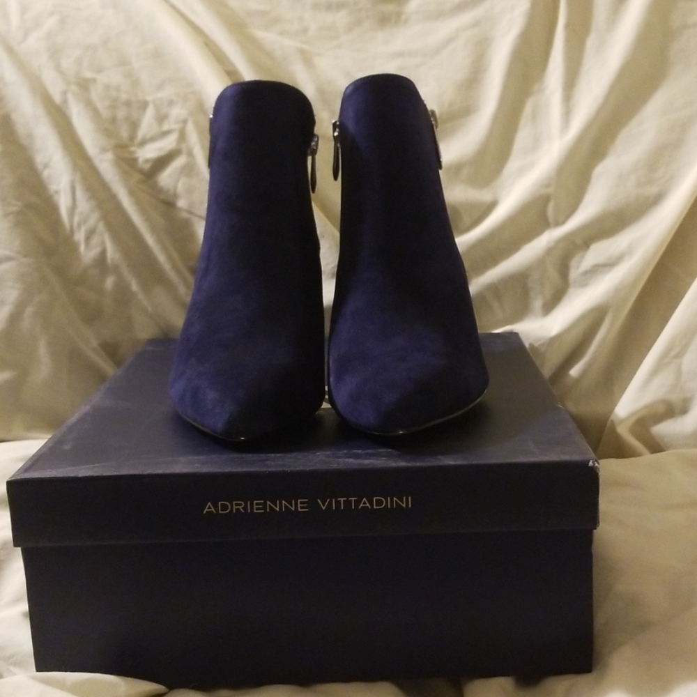 NIB Navy Blue Suede Booties